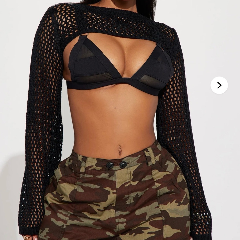 Windsor Black Mesh Cutout Crop Top